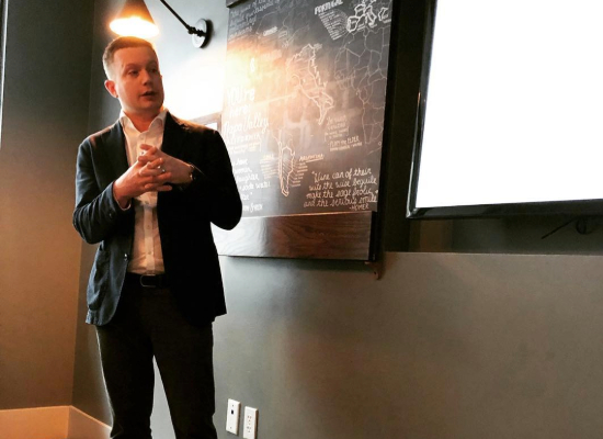 Jesse Becker MS educating the audience about Austrian wines Jesse Becker MS educating the audience about Austrian wines